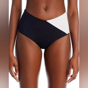 L*SPACE High Tide Color Block Swim Bottoms Briefs NWT Small Black White